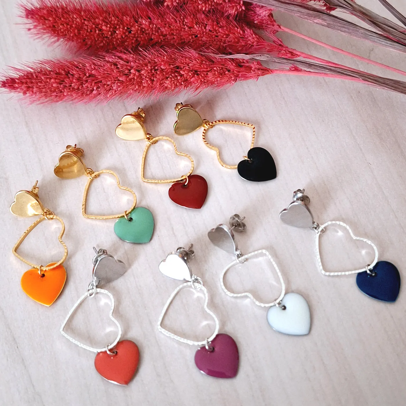 composition boucles d'oreilles coeur